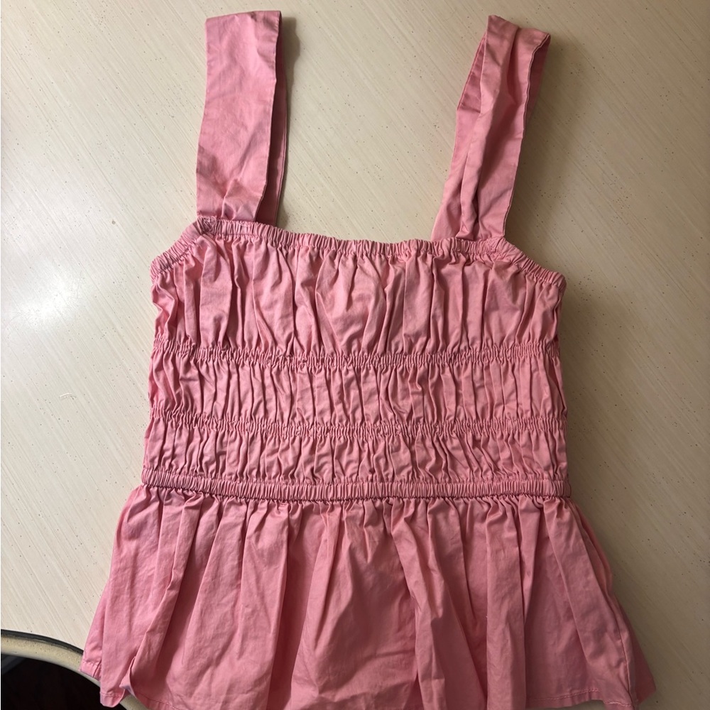 Altar'd State Pink Smocked Peplum Tank Top